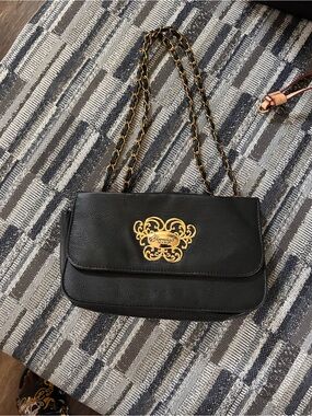 Black Shoulder Bag with Gold Accent